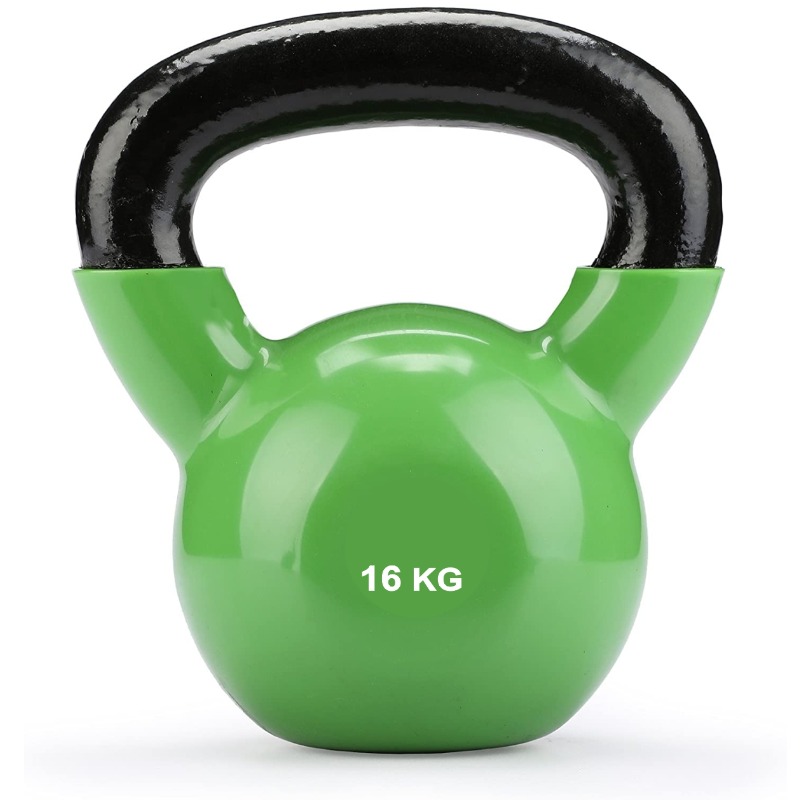 Pesa Rusa O Kettlebell De Fundicion Recubierto En Vinilo De Colores X 16 Kg.