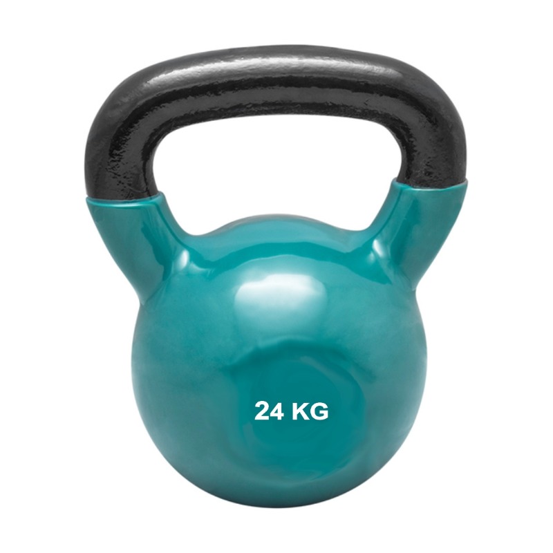 Pesa Rusa O Kettlebell De Fundicion Recubierto En Vinilo De Colores X 24 Kg.