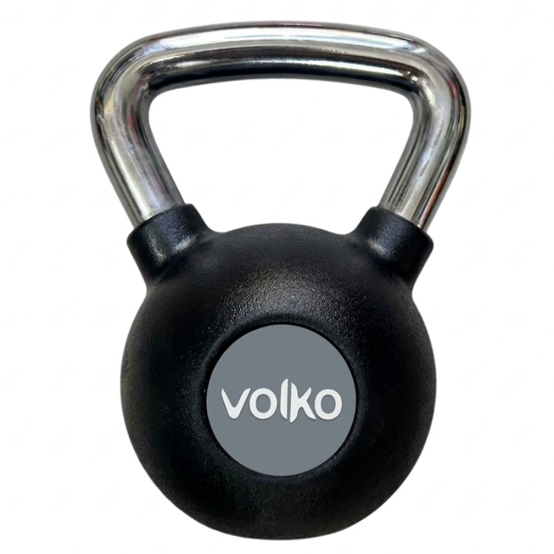 Pesa Rusa / Kettebell - 8 Kg. -  Caucho Con Agarre Cromado  - Volko