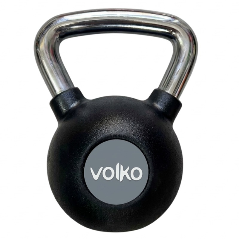 Pesa Rusa / Kettebell - 10 Kg. -  Caucho Con Agarre Cromado  - Volko