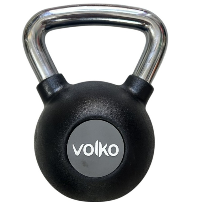 Pesa Rusa / Kettebell - 16 Kg. -  Caucho Con Agarre Cromado  - Volko