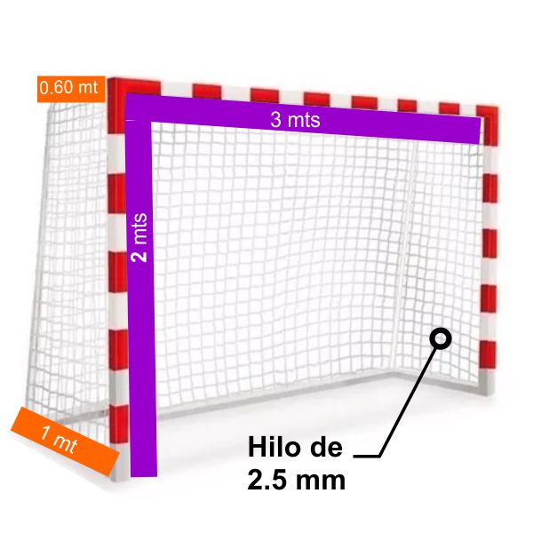 Red De Handball - 3x2 Mts. - Hilo 2.5mm - Profundidad 0.60 Arriba Y 1 Mt. Abajo (el Juego)