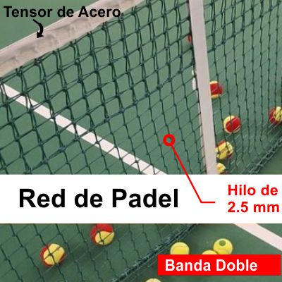 Red De Paddle - 10,40x1,00 Mts - Hilo 2.5mm -  Polietileno - Doble Banda Perimetral - Cable De Acero